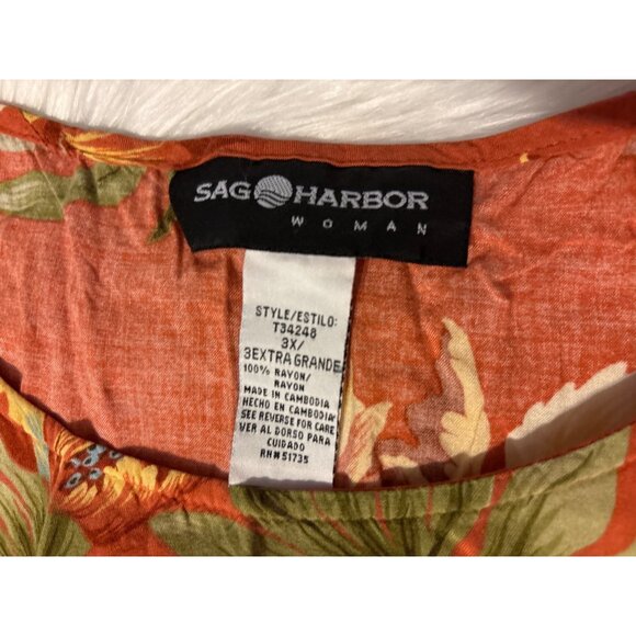 Sag Harbor Womens Tropical Floral Maxi Sleeveless Dress 3X Beach Lightweight - Picture 5 of 8